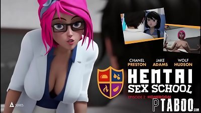 Hentai Sex School episode 2: Whitney Wright, Chanel Preston, April Oâ€™Neil in action.