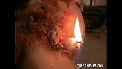 Crystels' intense wax play and self-harming BDSM session in English fetish mode