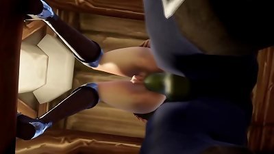 A human and an orc take turns examining each other's internal organs