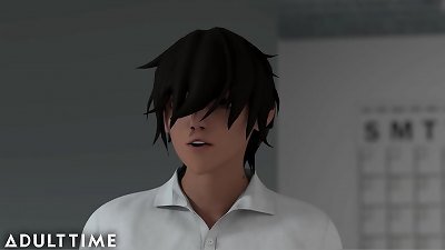 Hentai video featuring sibling rivalry in a sex education setting