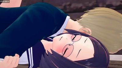 3D video of schoolgirls and soldiers.