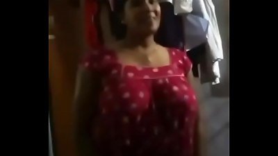 Indian aunty with large breasts in lingerie