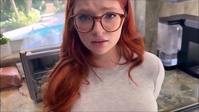 Naomi Hughes is a redhead step daughter who gets filled with cum in this family therapy scene with Alex Adams.