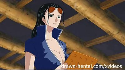 Hentai video featuring Nico Robin in one-piece swimsuit