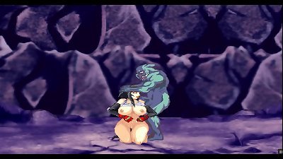 Tifa from Final Fantasy 7 in Queen Axe's parody hentai game where orcs fuck her and fill her up with cum.